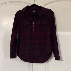 Madewell - Blue and Red zip up flannel - Size XS